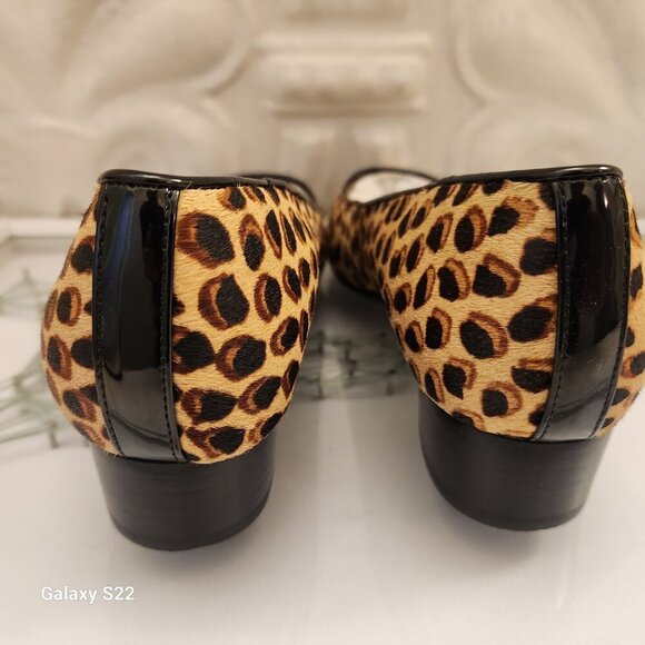 Sofft calf hair block heel leopard print Belicia pumps. NIB. Size 8 Wide - Picture 7 of 11
